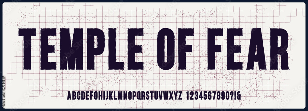 Poster hand draw bold vector font. alphabet font with uppercase and number