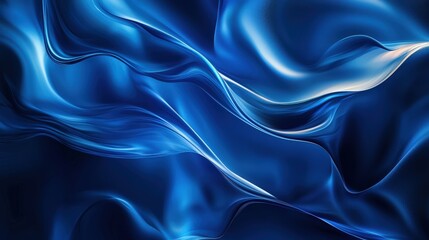 Obraz premium Abstract Fluid Art: Swirling sapphire silk with soft light. Symbolizing modern elegance and serenity, this is perfect for luxury brands, digital art, or calming background.
