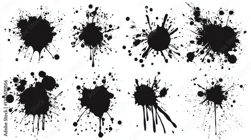 Aufkleber vector set of ink splashes blots splatter collection grunge design element and art messy backdrop co