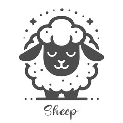A hand-drawn vector design of a sheep silhouette with simple lines and clean shapes