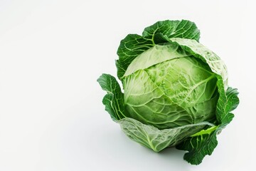 Fototapeta premium Fresh cabbage on white surface. Artificial intelligence image