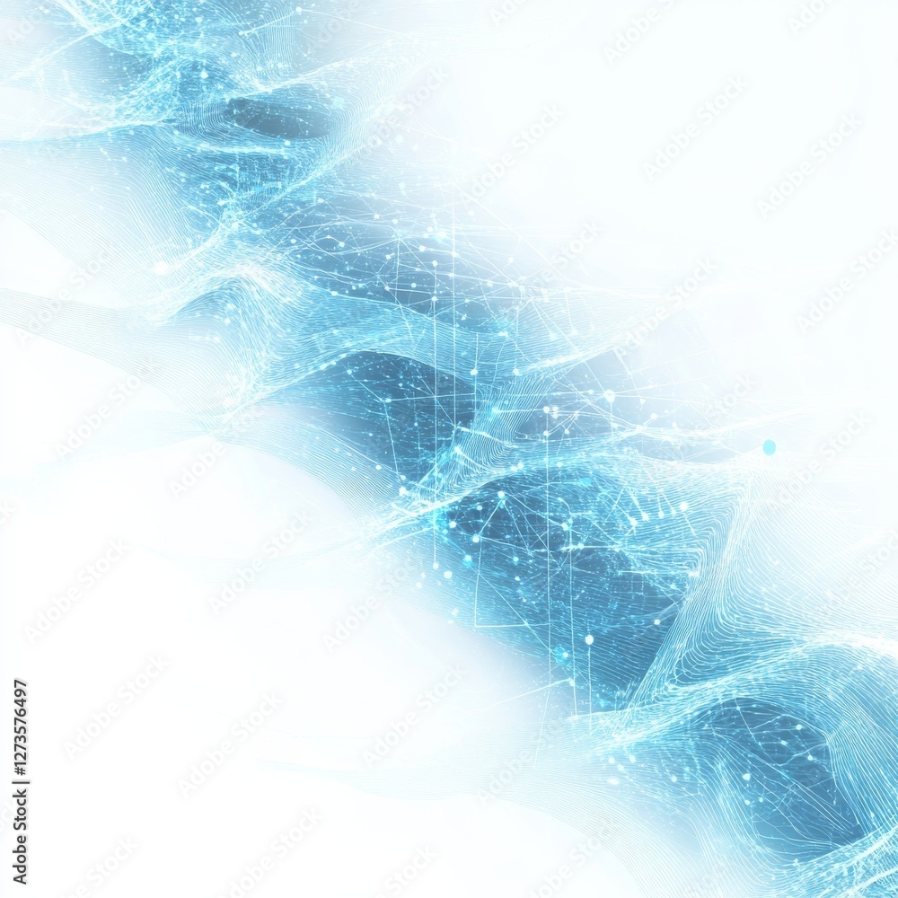Leinwandbilder abstract blue network: interconnected data streams and futuristic technology landscape on light back