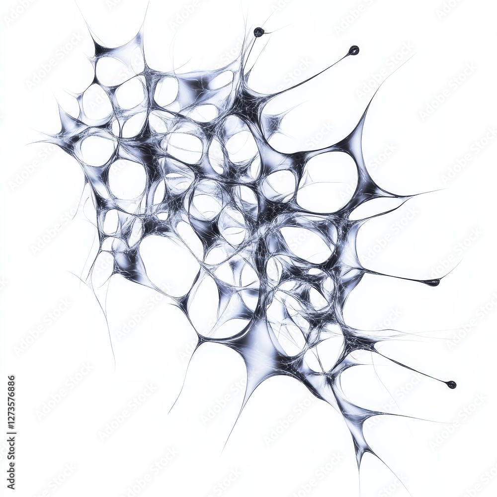 Aufkleber abstract network of connected shapes in monochrome, a visual exploration of complexity and interconn