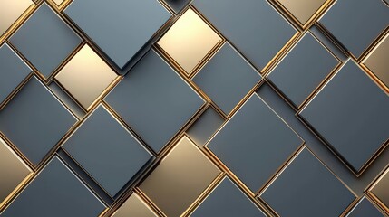 Obraz premium Abstract diamond pattern with gold trim on a metallic gray background, symbolizing luxury and sophistication. Perfect for branding, marketing materials, and high-end design themes.