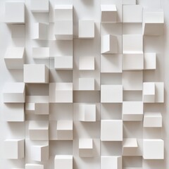 Obraz premium Abstract White Cubes Wall Panel - Modern Interior Design Element with Geometric Texture and Shadows