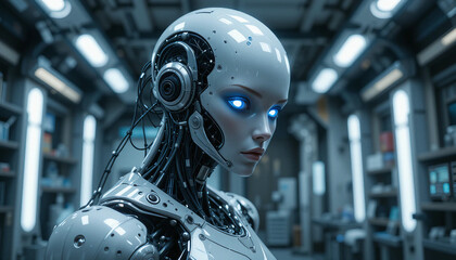 Futuristic AI Robot – High-Tech Cybernetic Humanoid