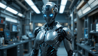 Next-Gen Artificial Intelligence Robot with Glowing Eyes