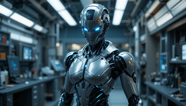 Next-Gen Artificial Intelligence Robot with Glowing Eyes