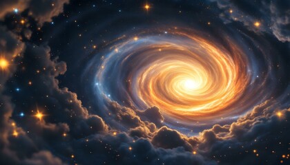 Galaxia con estrellas y nubes de colores