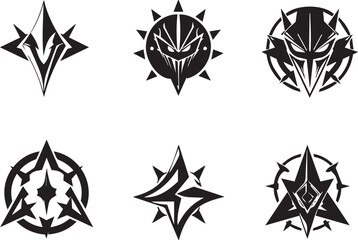 A set of elements for flat design in cyberpunk style. Hand drawn vector illustration