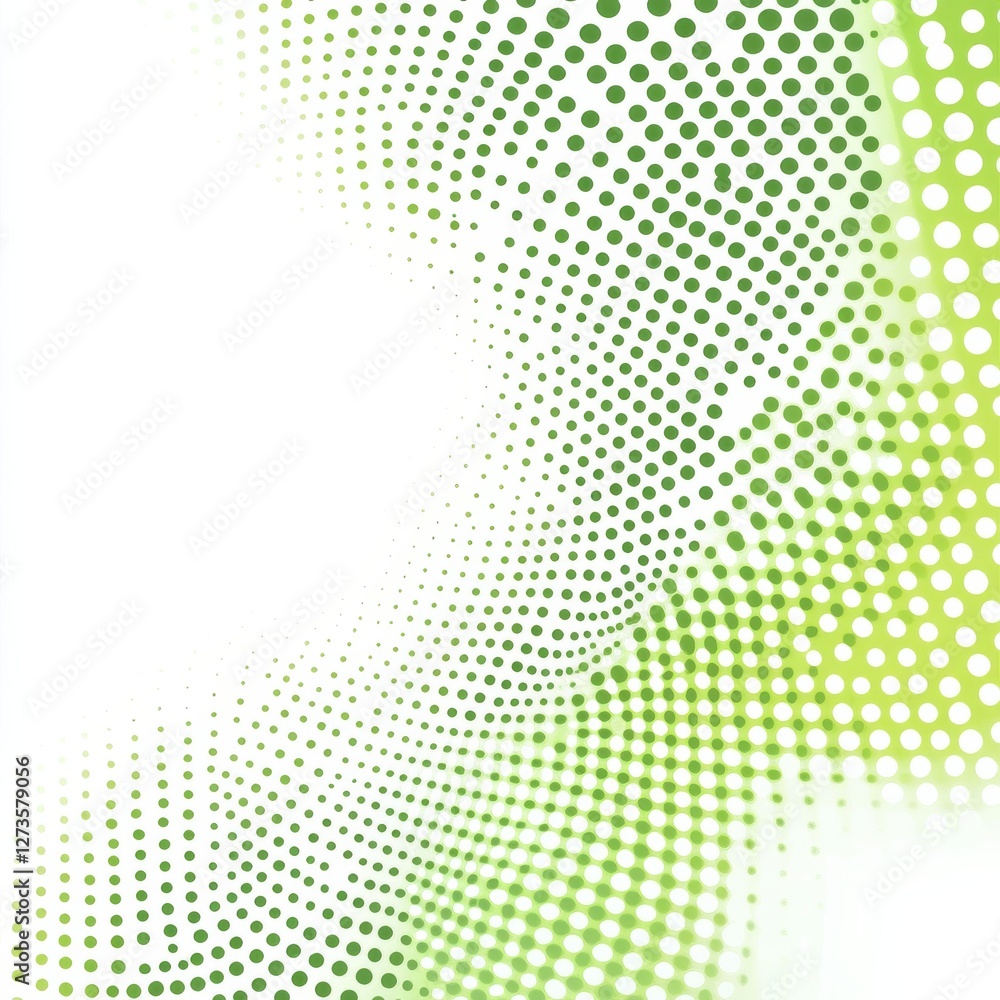 Aufkleber Green Gradient Dot Matrix Pattern on White Backdrop for Abstract Presentation or Digital Design Concept