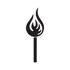 burning match vector icon on white background