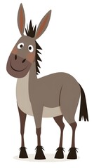 An illustration of a donkey with soft shapes, flat colors, and minimal details