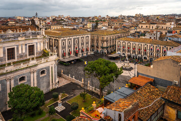 Catania, Sicily, Italy. Panoramic view of Catania with rooftops and old town