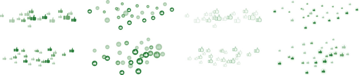 Vector Set of Like Icons in Round Shape. Social Media Thumbs Up Pack. Flat Design UI Elements for Web and App