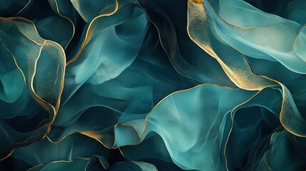 Obraz premium Teal Fabric Draped with Golden Accents