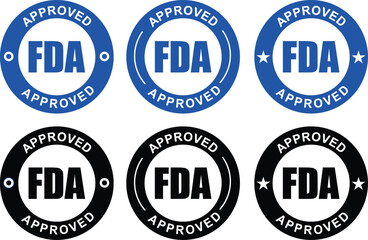 FDA Approved Stamp. Set of FDA Approved stamps badges icons