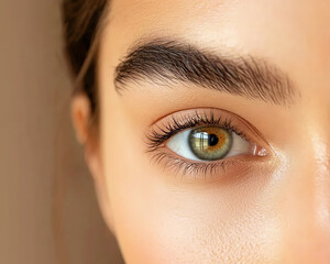 Naklejka premium Close-up of a beautiful human eye with striking green color.