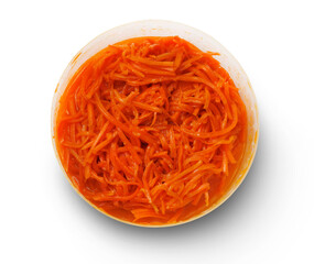 Korean carrots in plastic packaging isolated on transparent background