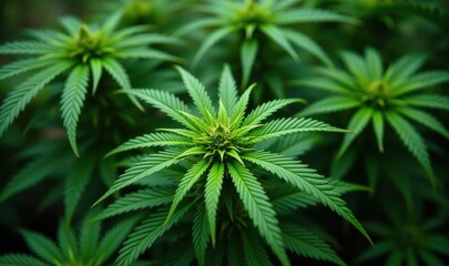 Lush green cannabis plants thriving in a cultivated environment, perfect for illustrating the growth of the industry and the benefits of cannabis.