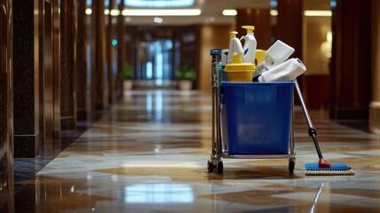 Cleaning Supplies in Hotel Corridor