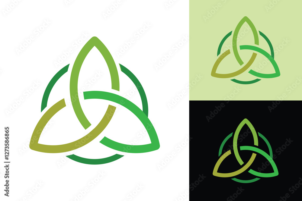 Aufkleber the image shows an abstract logo design of three connected shapes in circle