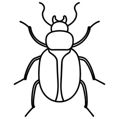 Minimalist Dung Stag Beetle Line Art Vector