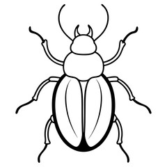 Minimalist Dung Stag Beetle Line Art Vector