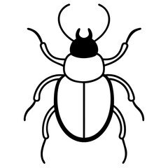 Minimalist Dung Stag Beetle Line Art Vector