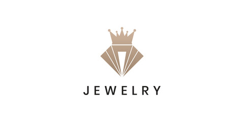 Diamond logo design with crown vector icon