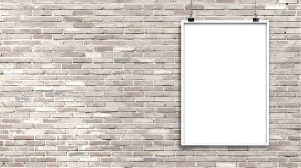 Blank White Poster Frame on a Textured Brick Wall Background, generator AI