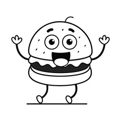 Funny Burger Vector Illustration on white background for National Hamburger Day.
