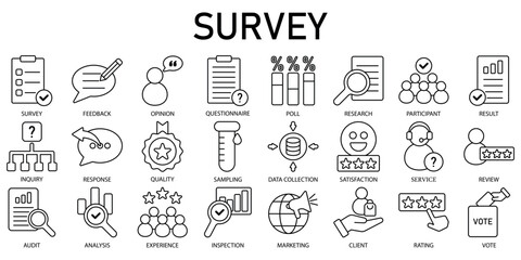 Set of Survey Icons or symbols Vector fully editable file
