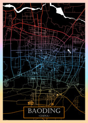 Baoding City Street Map, modern city background, urban city, watercolor city art, abstract city, urban background, city landscape, city banner district, city house, business city view