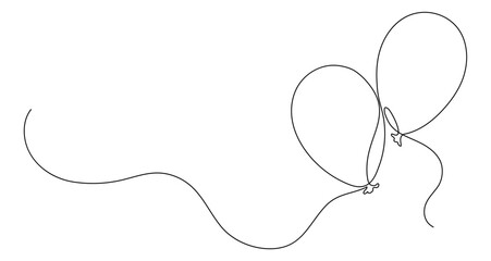 Balloons. Continuous line drawing.