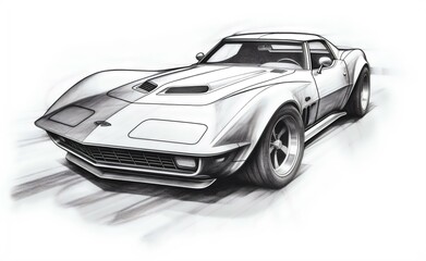 Stylish illustration of a classic muscle car, showcasing its sleek design and detailed features. Perfect for automotive enthusiasts and design lovers.