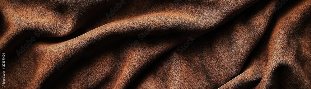 Poster brown fabric is draped and folded in soft waves