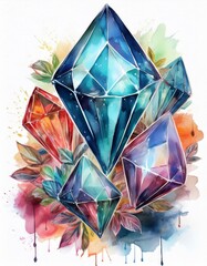 水彩画で描かれたダイヤモンド
