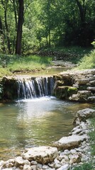 Obraz premium Serene creek waterfall nature scene