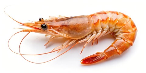 Single Shrimp on White Background