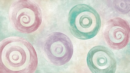 Abstract Pastel Swirl Circles Art Design