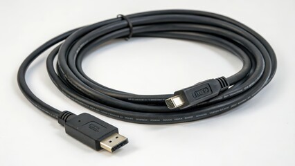Mini DisplayPort to Mini-USB Cable on White Background