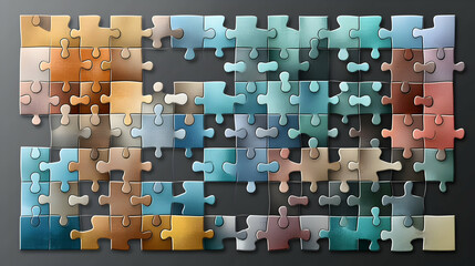 Colorful puzzle pieces on dark background; teamwork concept