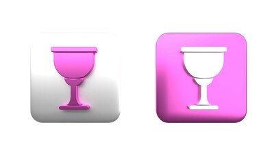 Colorful Holy grail or chalice icon isolated on white background. Christian chalice. Christianity icon. Square button. 3D render illustration