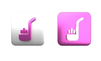 Colorful Kitchen ladle icon isolated on white background. Cooking utensil. Cutlery spoon sign. Square button. 3D render illustration