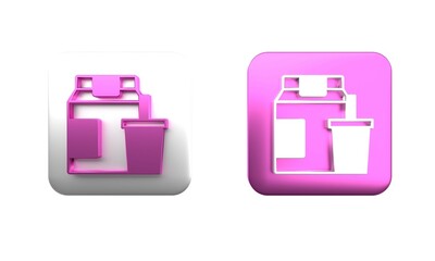 Colorful Online ordering and fast food delivery icon isolated on white background. Square button. 3D render illustration