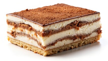 Tiramisu Slice on White Background