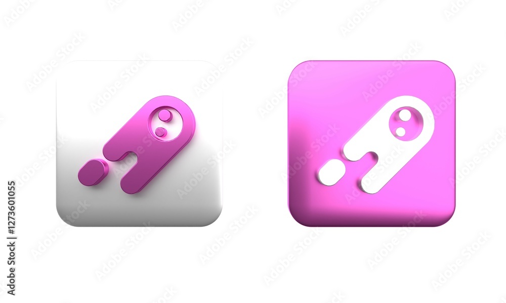 Poster colorful comet falling down fast icon isolated on white background. square button. 3d render illustr