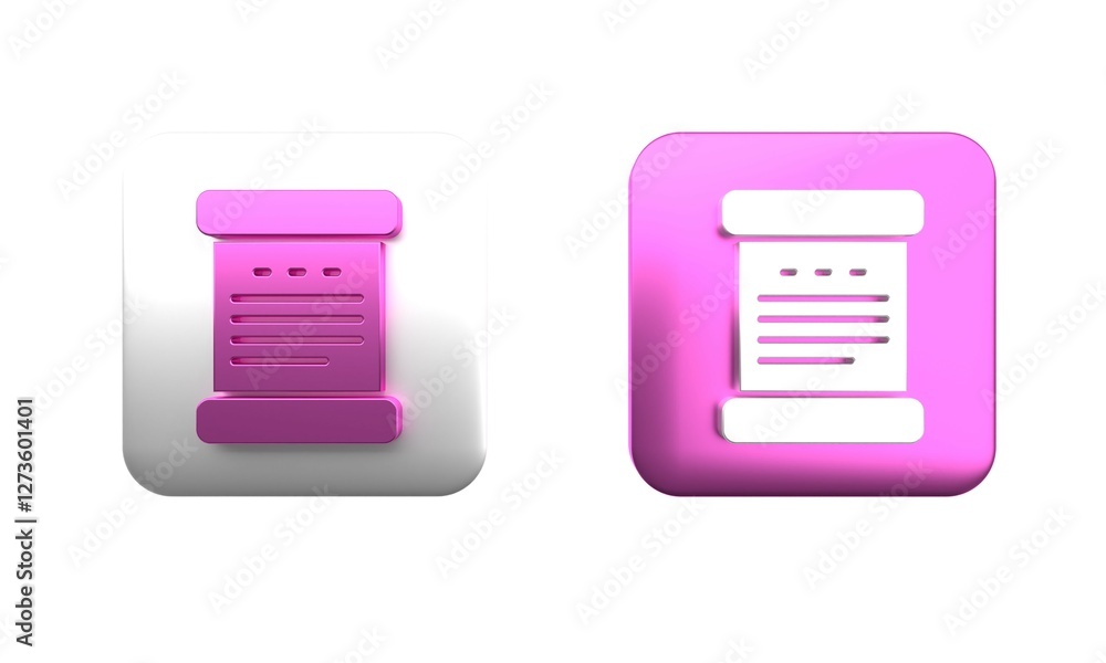 Poster colorful declaration of independence icon isolated on white background. square button. 3d render ill