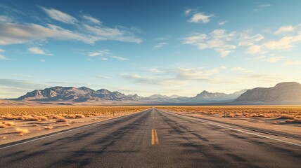 Empty Desert Highway Under a Sunny Sky